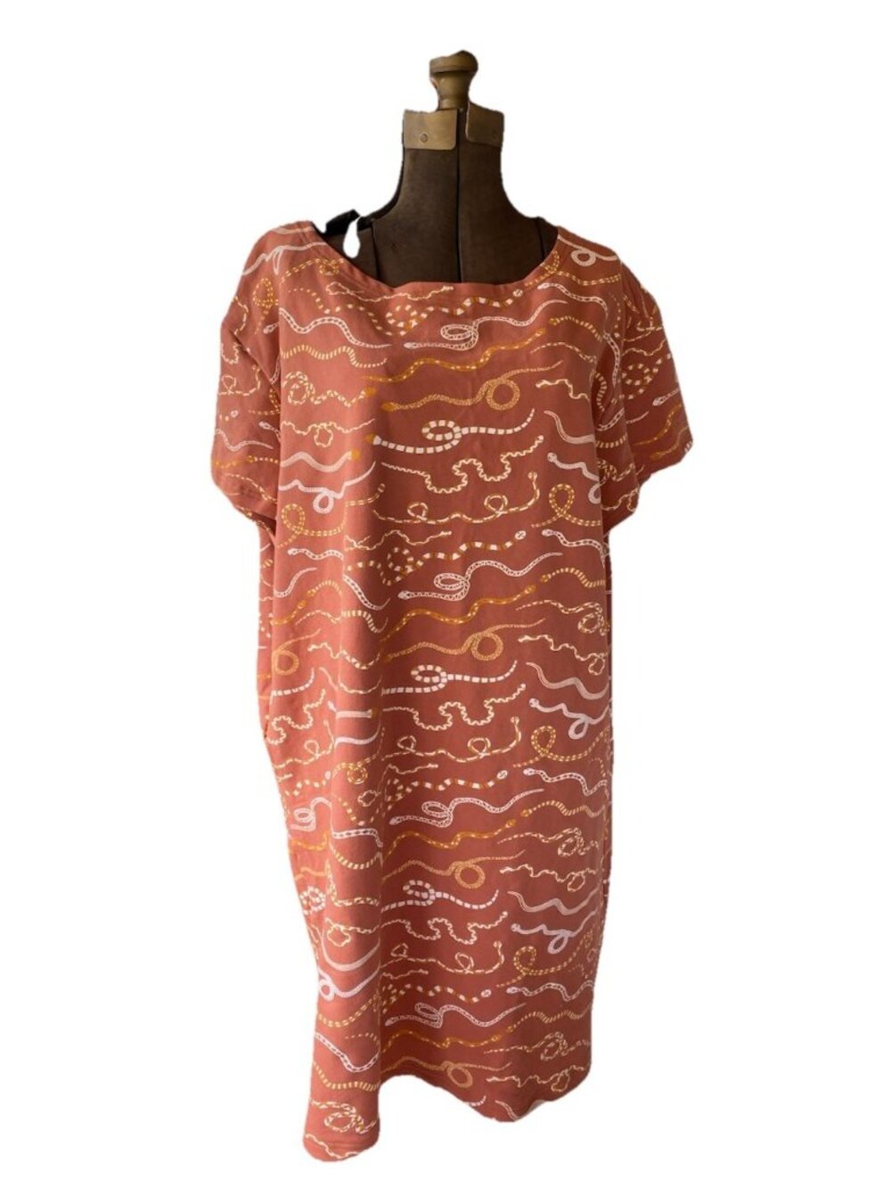 Altar Houseline Dress PDX Snake Print Shift XL Salmon Novelty Stretch Snakes